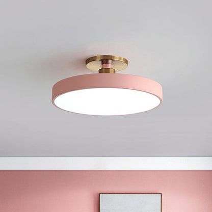 Nordic Style Round Flush Mount LED Ceiling Light for Kids Room Pink NaLani