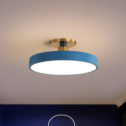 Nordic Style Round Flush Mount LED Ceiling Light for Kids Room Blue NaLani