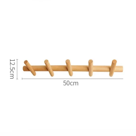 Nordic Wooden Wall Coat Rack With 4 Or 5 Hooks For Mounting Default NaLani