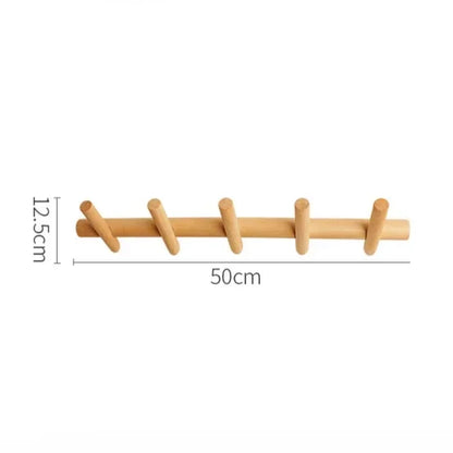 Nordic Wooden Wall Coat Rack With 4 Or 5 Hooks For Mounting Default NaLani