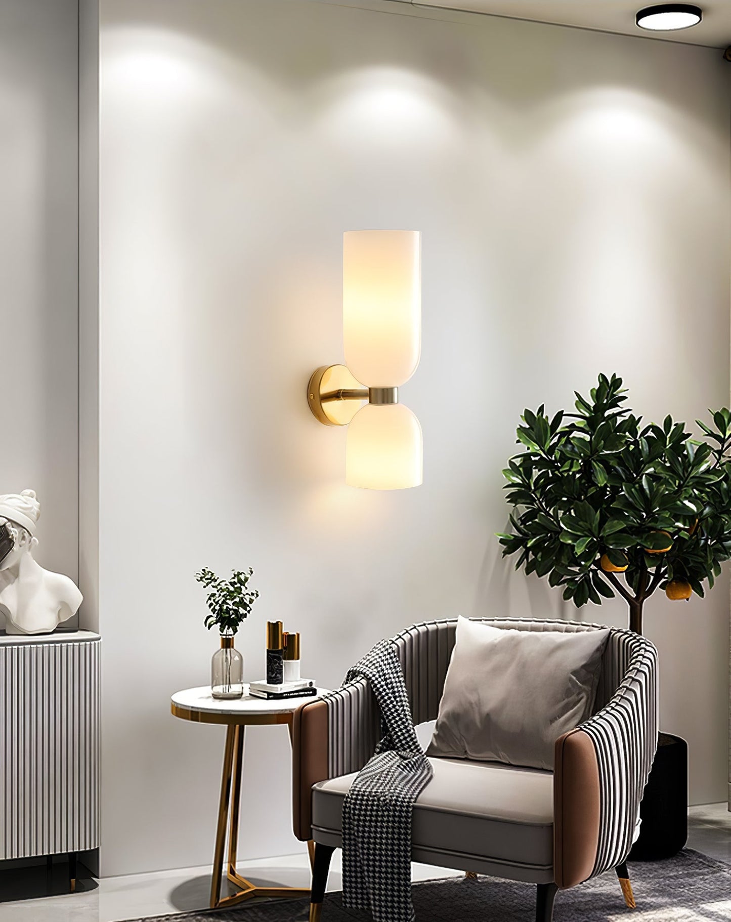 Opal Glass Wall Lamp With Warm Glow Modern Sconce Lighting NALANI