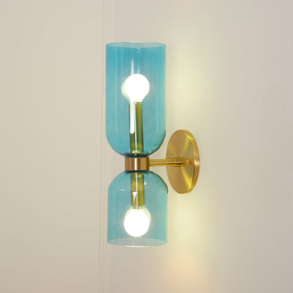 Opal Glass Wall Lamp With Warm Glow Modern Sconce Lighting ∅ 4.7″ x H 13.8″ Dia 12cm x H 35cm Gold Blue NALANI