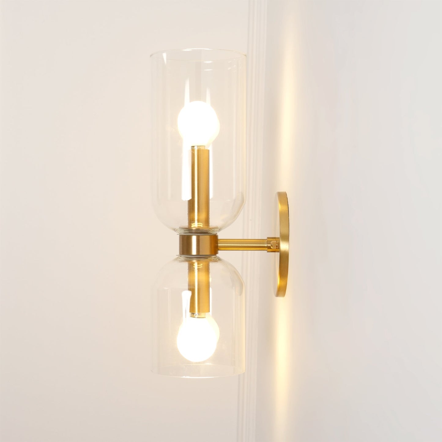 Opal Glass Wall Lamp With Warm Glow Modern Sconce Lighting ∅ 4.7″ x H 13.8″ Dia 12cm x H 35cm Gold Clear NALANI
