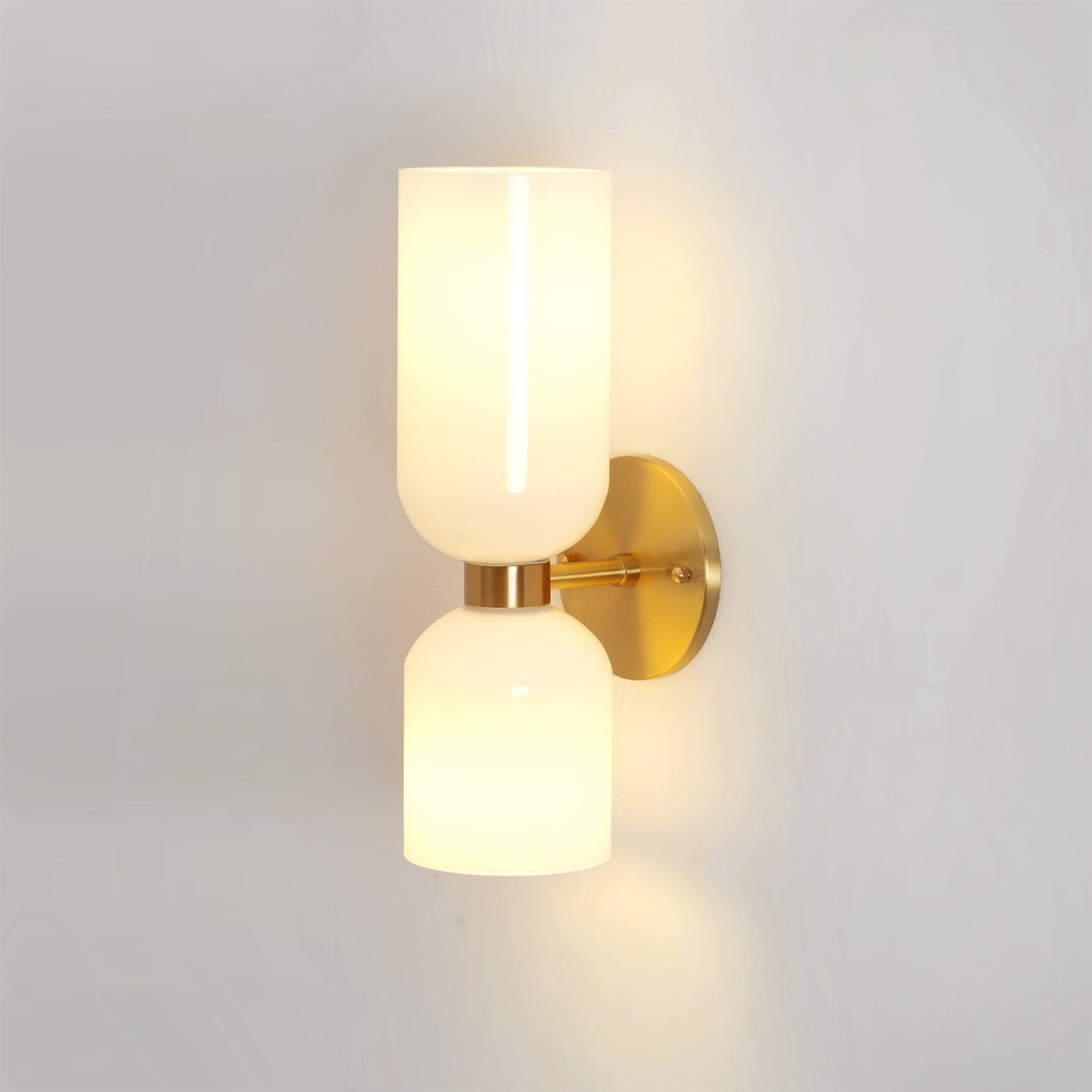 Opal Glass Wall Lamp With Warm Glow Modern Sconce Lighting ∅ 4.7″ x H 13.8″ Dia 12cm x H 35cm Gold Opal NALANI