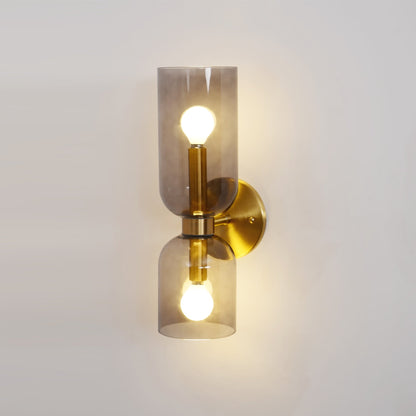 Opal Glass Wall Lamp With Warm Glow Modern Sconce Lighting ∅ 4.7″ x H 13.8″ Dia 12cm x H 35cm Gold Smoke Grey NALANI