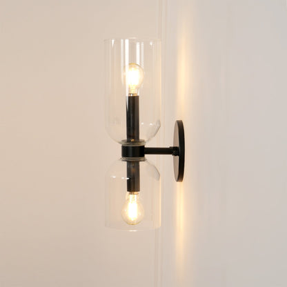 Opal Glass Wall Lamp With Warm Glow Modern Sconce Lighting ∅ 4.7″ x H 13.8″ Dia 12cm x H 35cm Matt black Clear NALANI