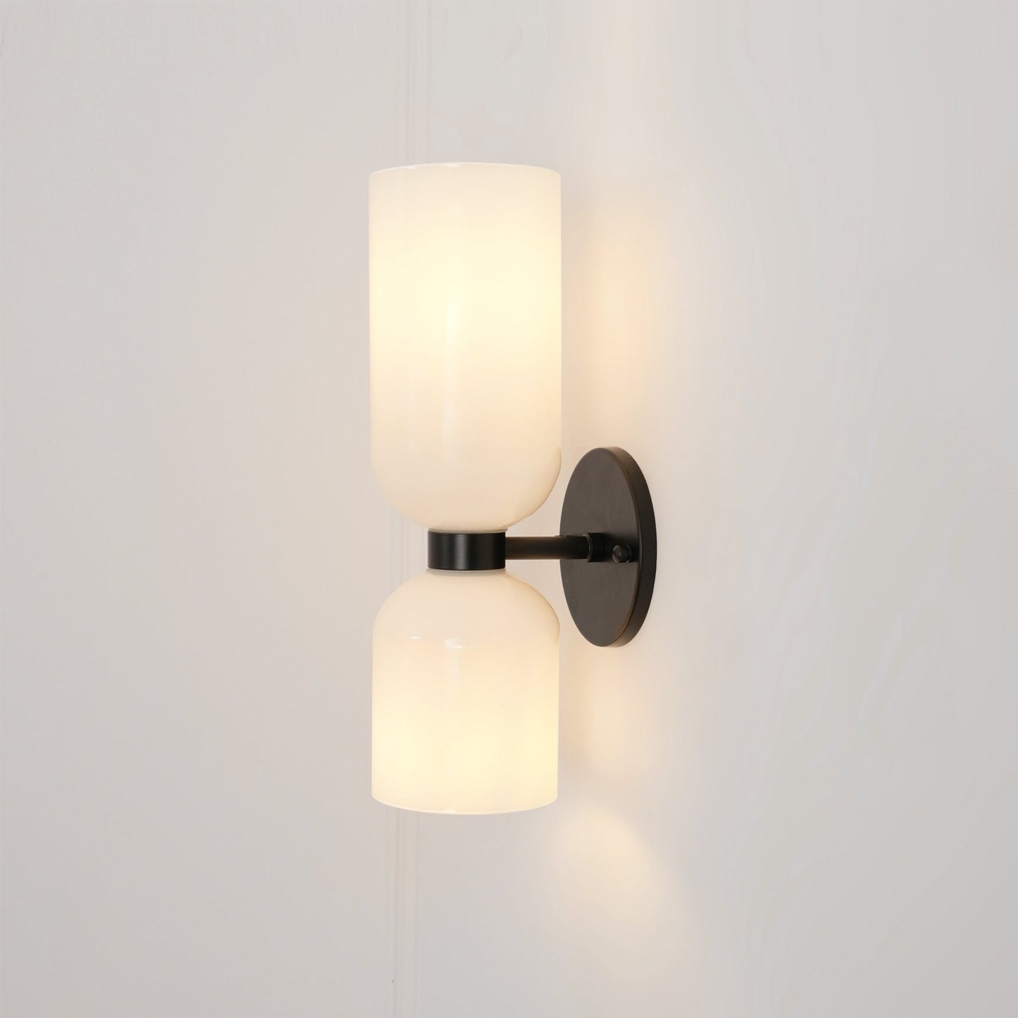 Opal Glass Wall Lamp With Warm Glow Modern Sconce Lighting ∅ 4.7″ x H 13.8″ Dia 12cm x H 35cm Matt black Opal NALANI