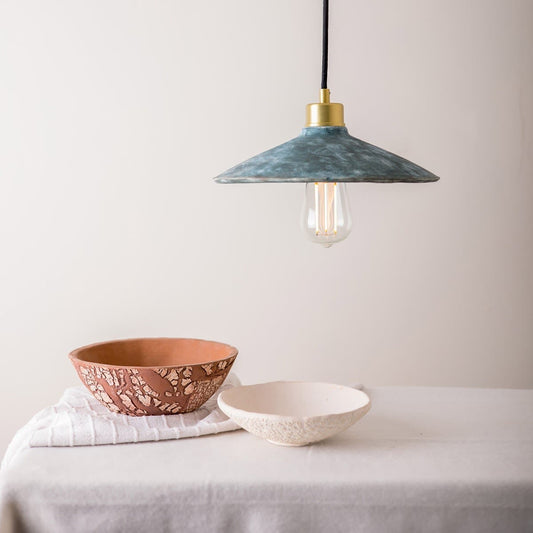 Organic Ceramic Pendant Light 28cm Blue Earth Edison Style Bulb Fixture NALANI