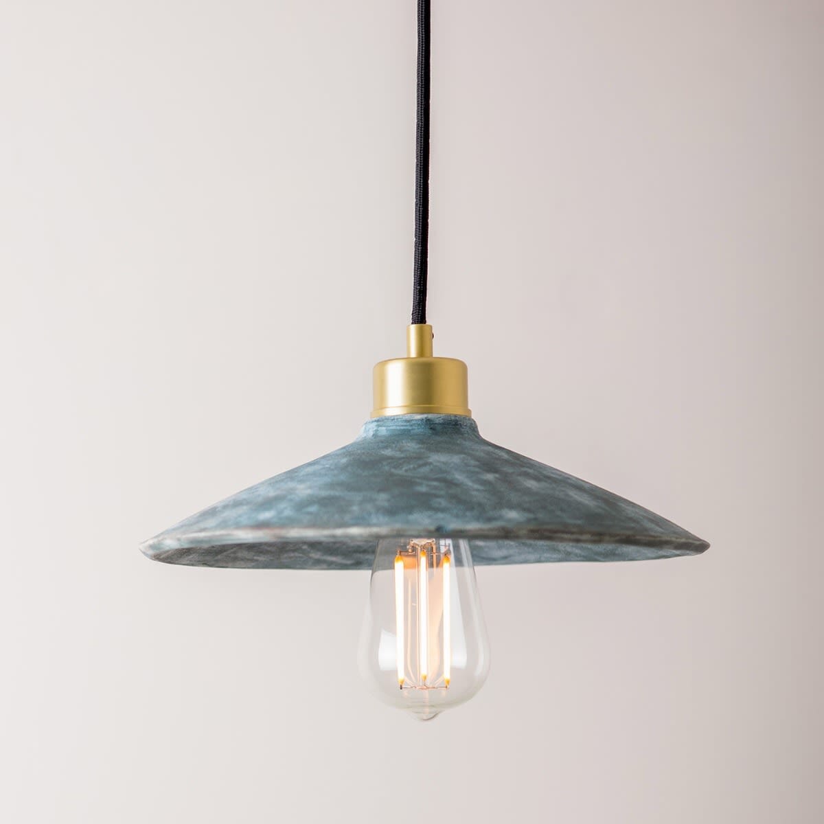 Organic Ceramic Pendant Light 28cm Blue Earth Edison Style Bulb Fixture NALANI