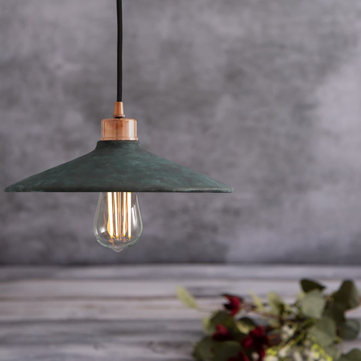 Organic Ceramic Pendant Light 28cm Blue Earth Edison Style Bulb Fixture NALANI