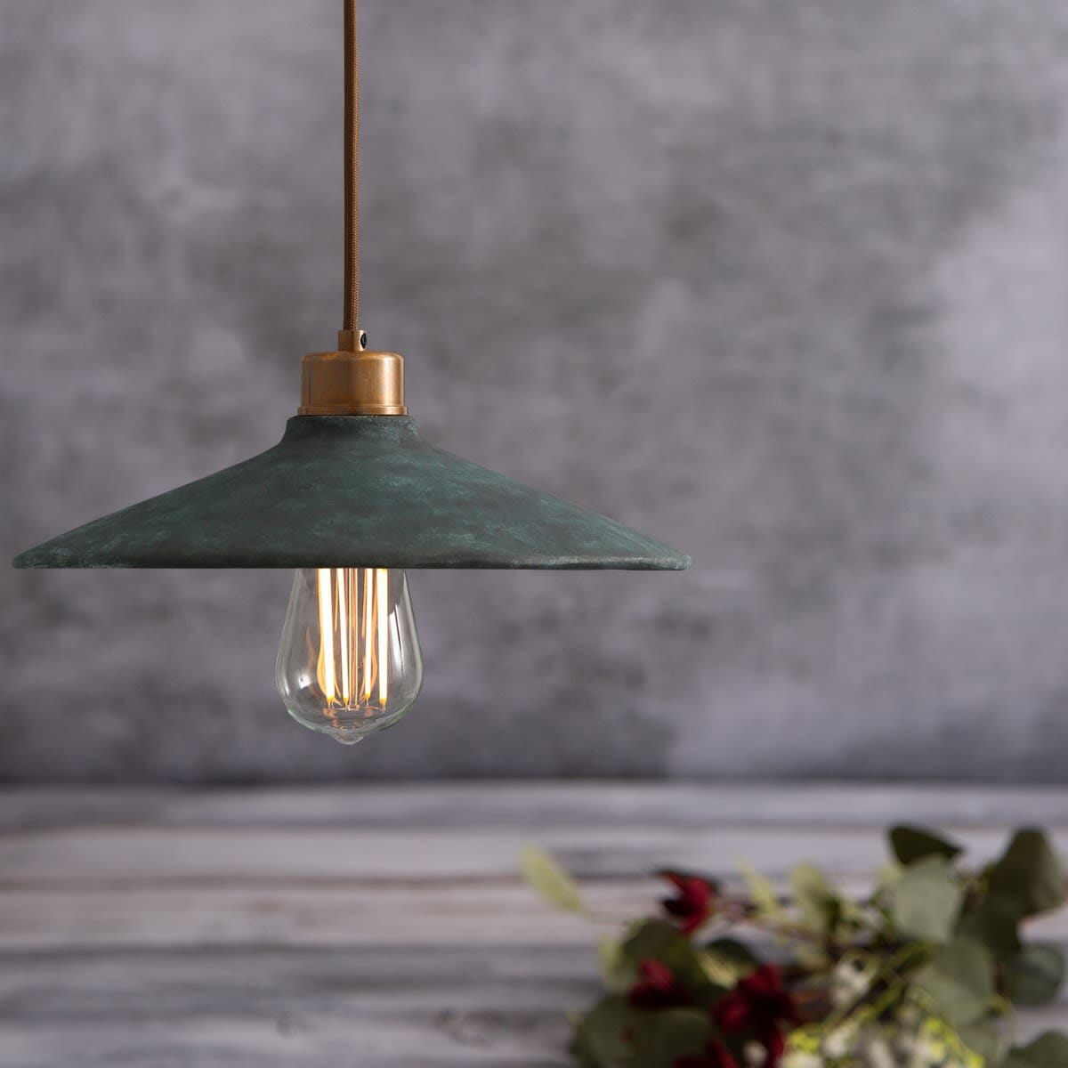 Organic Ceramic Pendant Light 28cm Blue Earth Edison Style Bulb Fixture NALANI