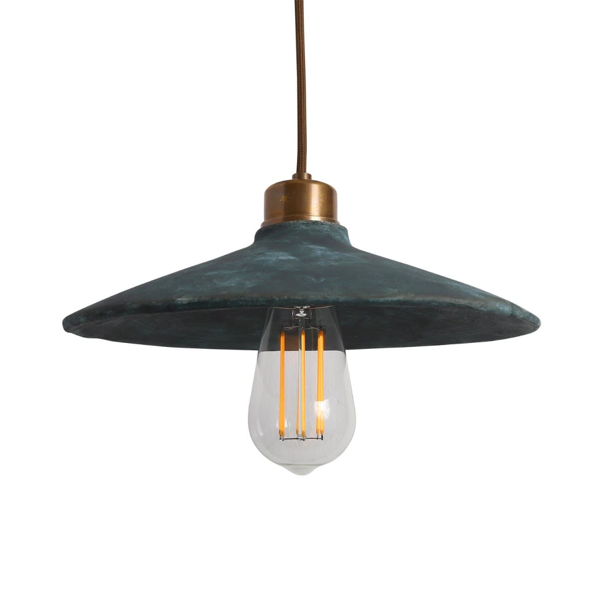 Organic Ceramic Pendant Light 28cm Blue Earth Edison Style Bulb Fixture NALANI