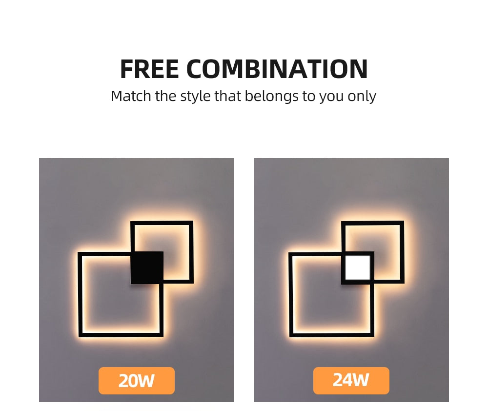 Orvani | Black-White Square Wall Decoration Lamp for Modern Home Design NALANI