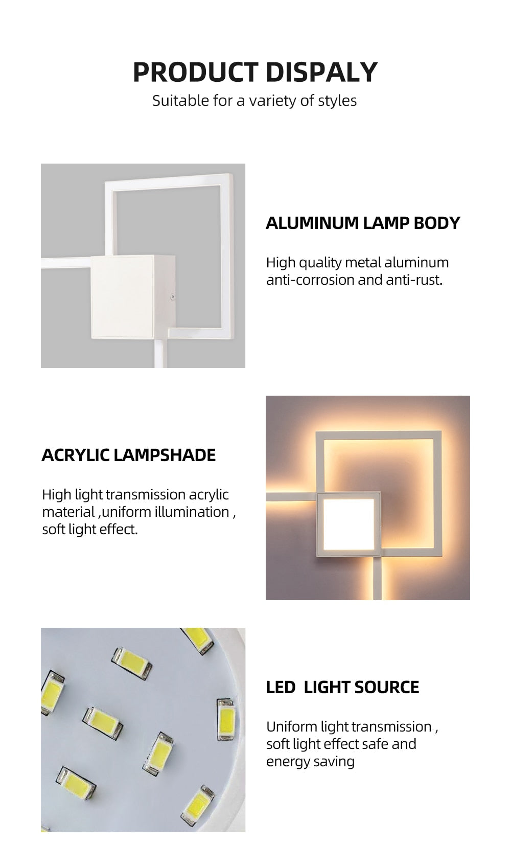Orvani | Black-White Square Wall Decoration Lamp for Modern Home Design NALANI