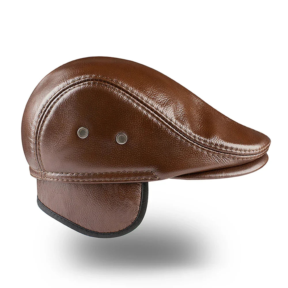 Outdoor Classic Leather Winter Hat For Men Beret Style NALANI