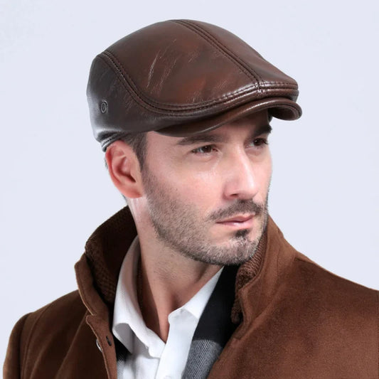 Outdoor Classic Leather Winter Hat For Men Beret Style NALANI