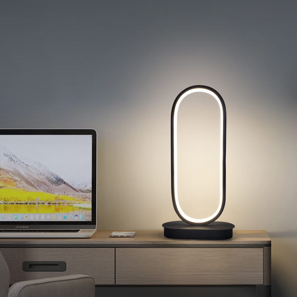 Oval Iron Lamp with White and Warm Light, Modern Look Black NALANI