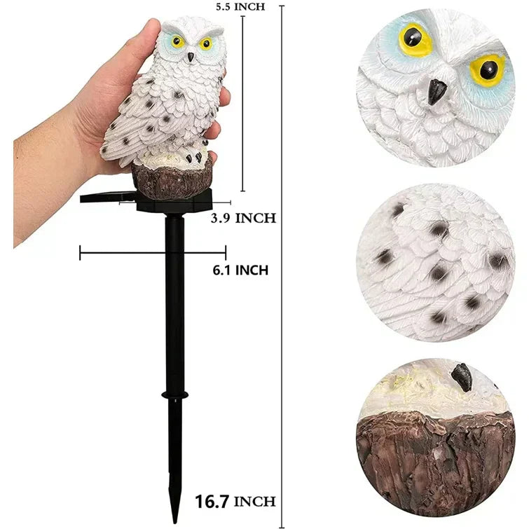 Owl Shaped Solar Garden Light With Decorative Pole Outdoor NALANI