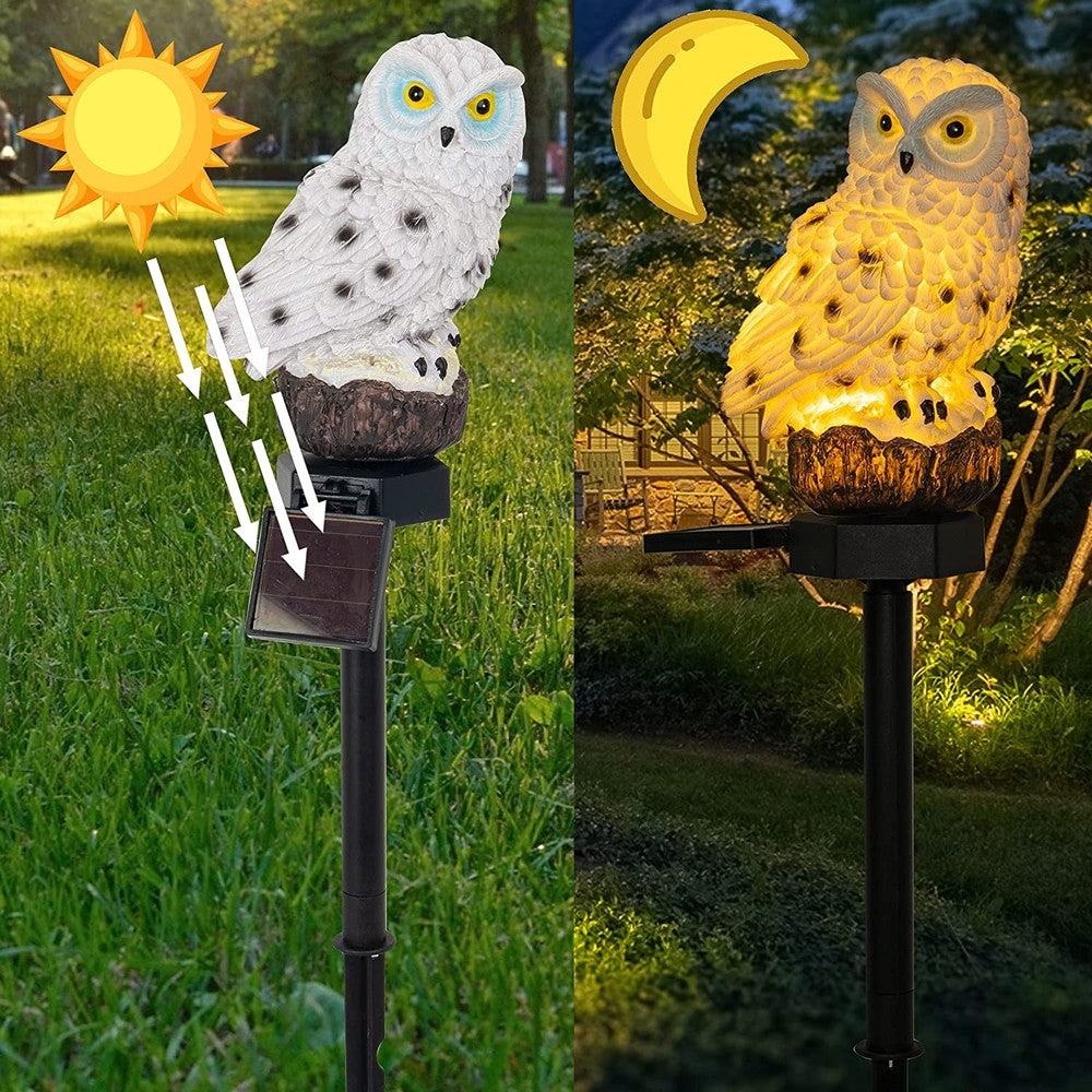 Owl Shaped Solar Garden Light With Decorative Pole Outdoor NALANI