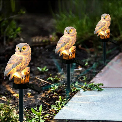 Owl Shaped Solar Garden Light With Decorative Pole Outdoor NALANI