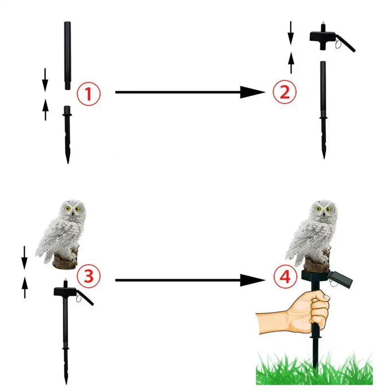 Owl Shaped Solar Garden Light With Decorative Pole Outdoor NALANI