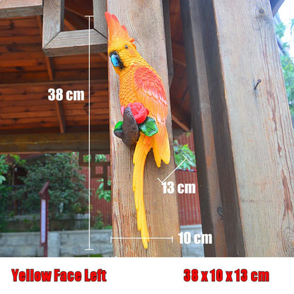 Parrot Wall Decoration Resin Sculpture for Garden and Home SEREIN