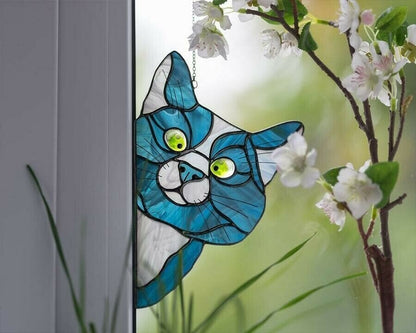 Peeking Cat Window Hanging Decor For Cozy Home Accent Blue NALANI