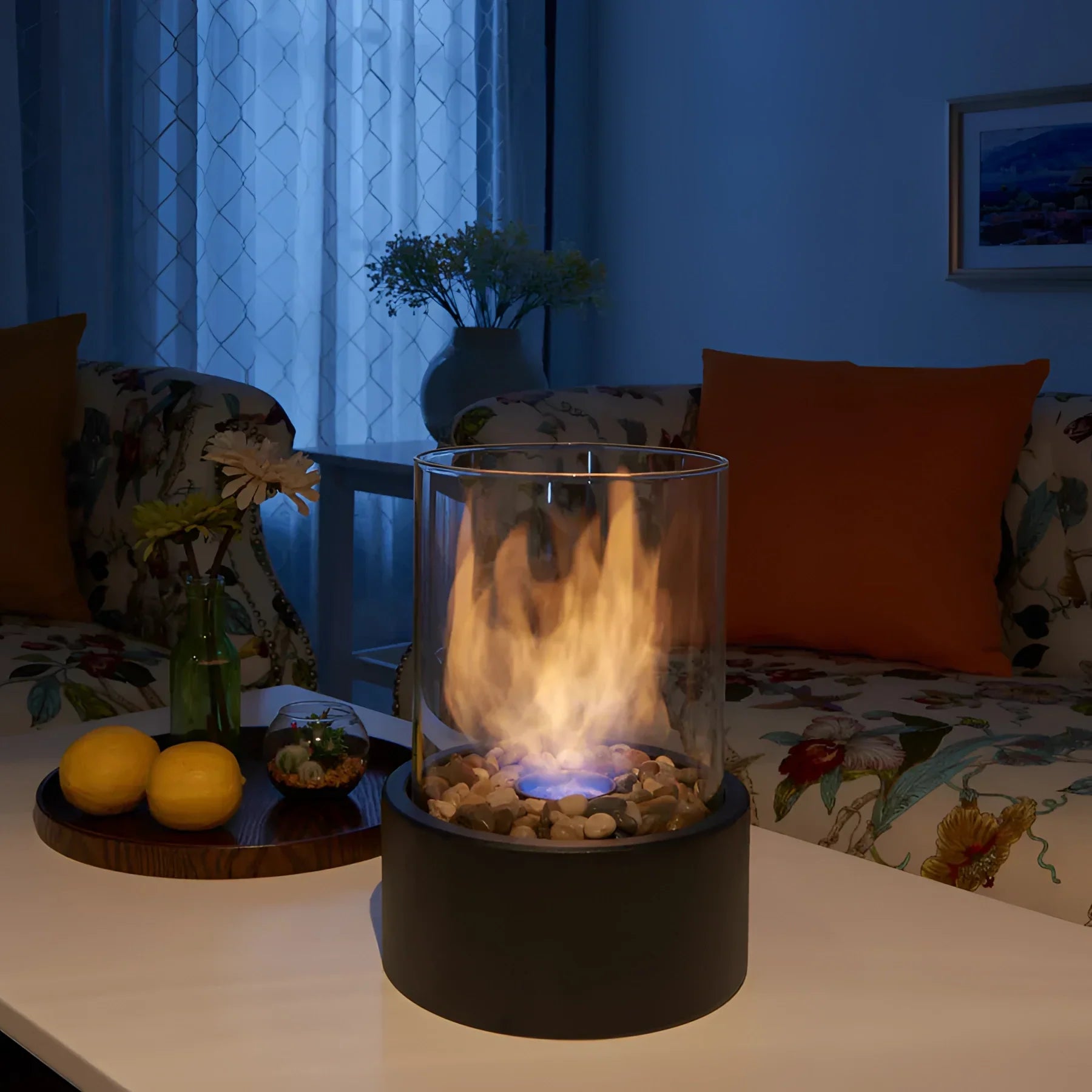 Portable Glass Ethanol Fireplace Indoor Outdoor Fire Pit NALANI