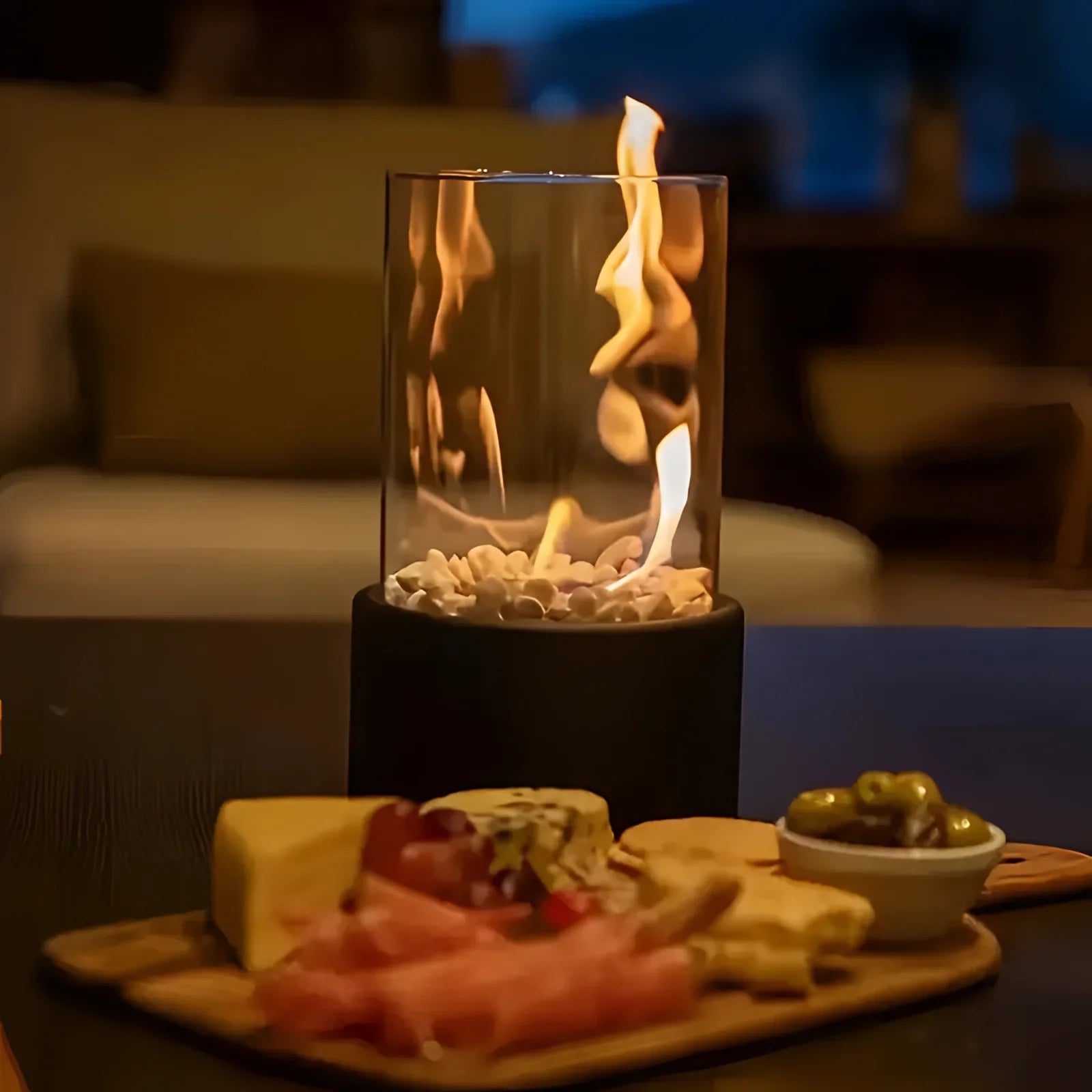 Portable Glass Ethanol Fireplace Indoor Outdoor Fire Pit NALANI