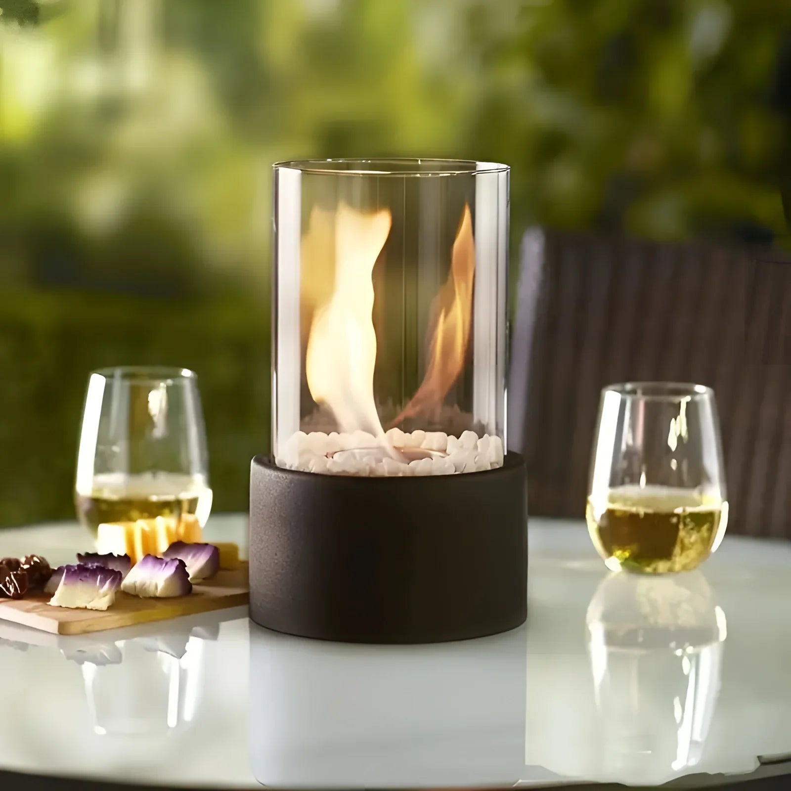 Portable Glass Ethanol Fireplace Indoor Outdoor Fire Pit NALANI