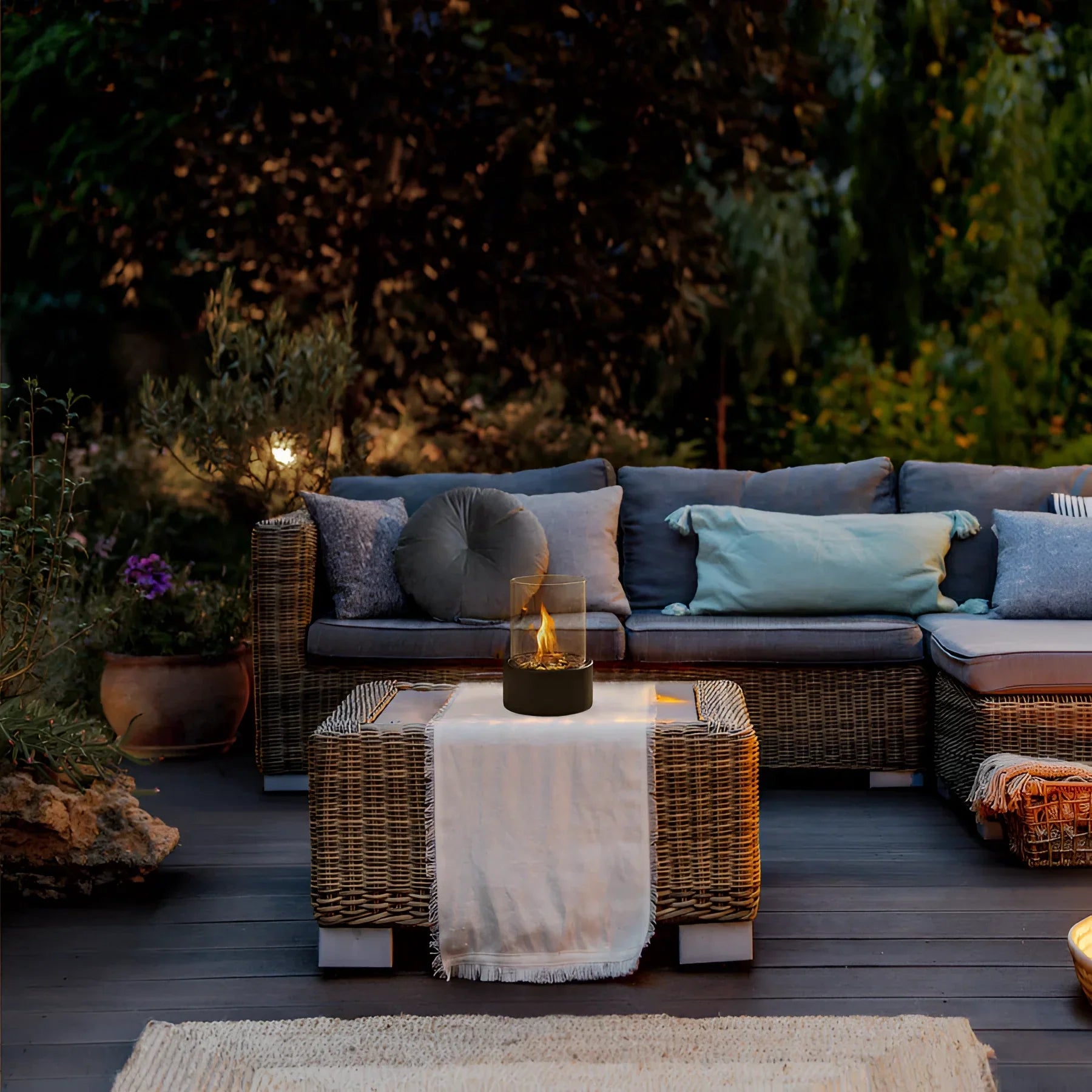 Portable Glass Ethanol Fireplace Indoor Outdoor Fire Pit NALANI