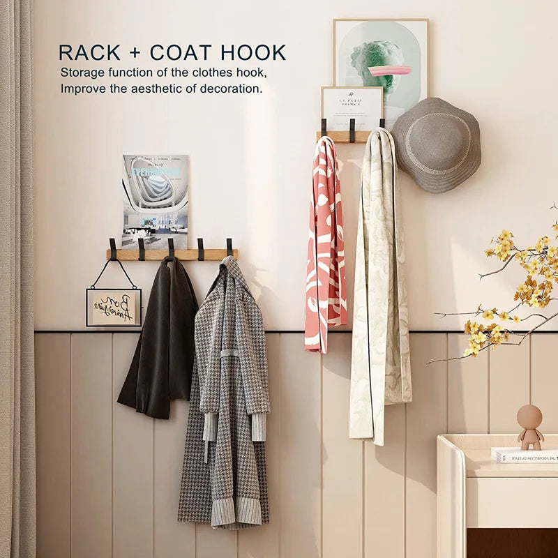 Portable Wall Coat Rack with Movable Hooks Scandinavian Design NaLani