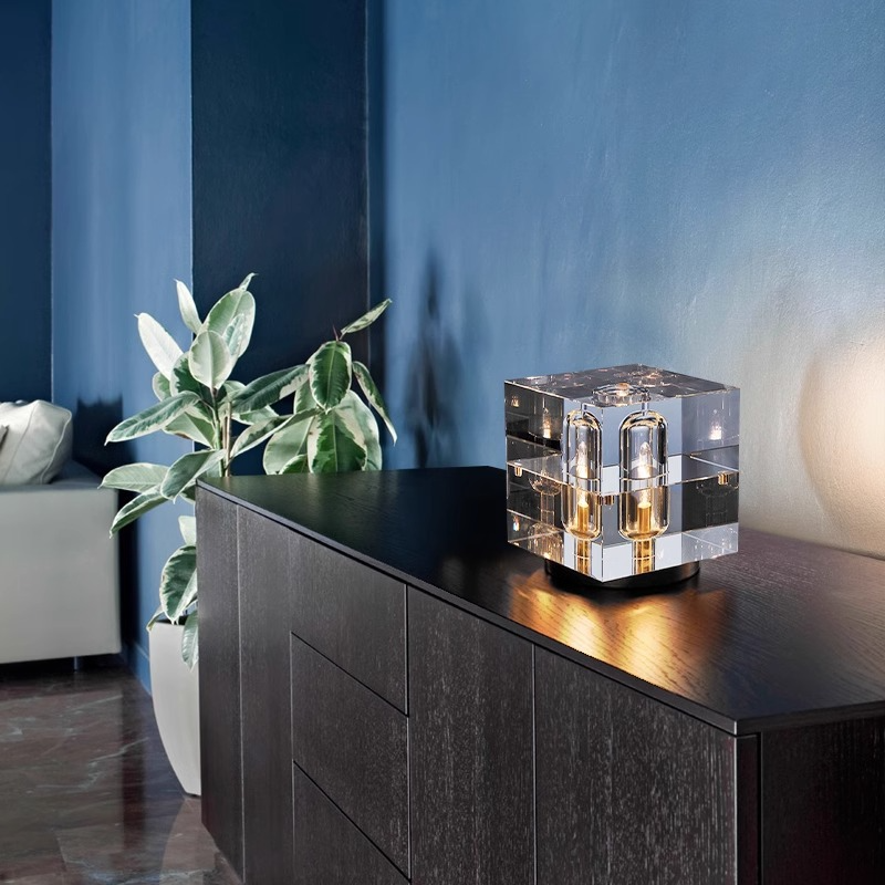 Postmodern Creative Square Crystal Table Lamp for Elegant Spaces NALANI