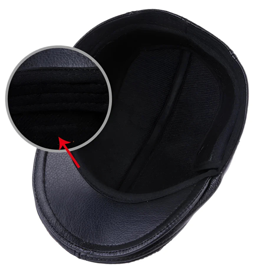 Premium Leather Vintage Beret Cap Duckbill With Ear Flaps NALANI