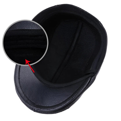 Premium Leather Vintage Beret Cap Duckbill With Ear Flaps NALANI