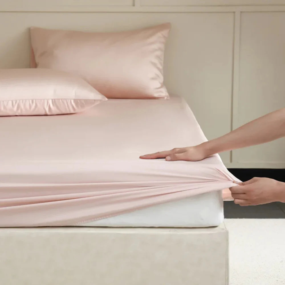 Premium Mulberry Silk Fitted Sheet Hypoallergenic Comfort Rose confession NALANI