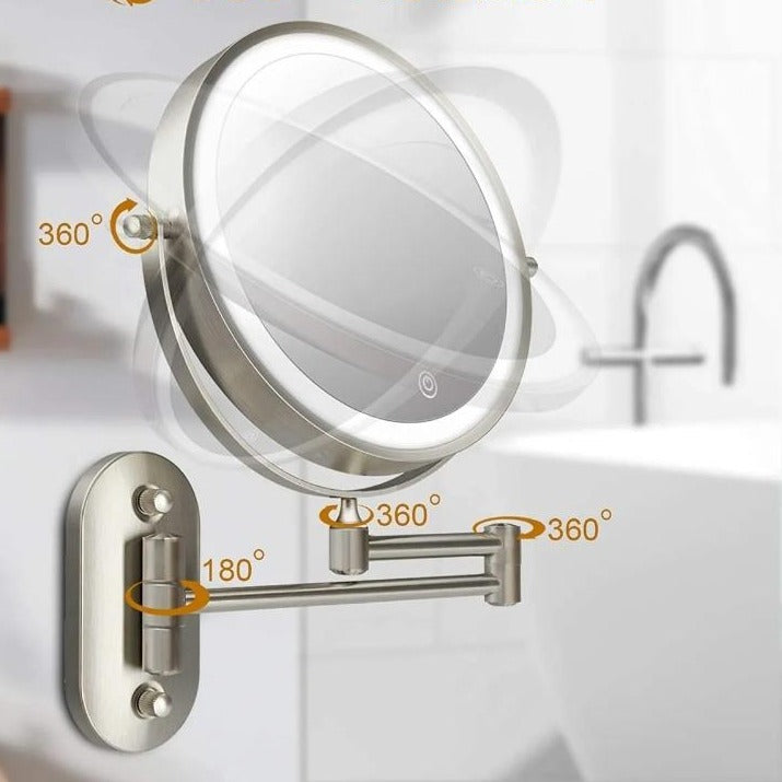 Radiant Magnifying LED Mirror with Rechargeable Lighting NaLani