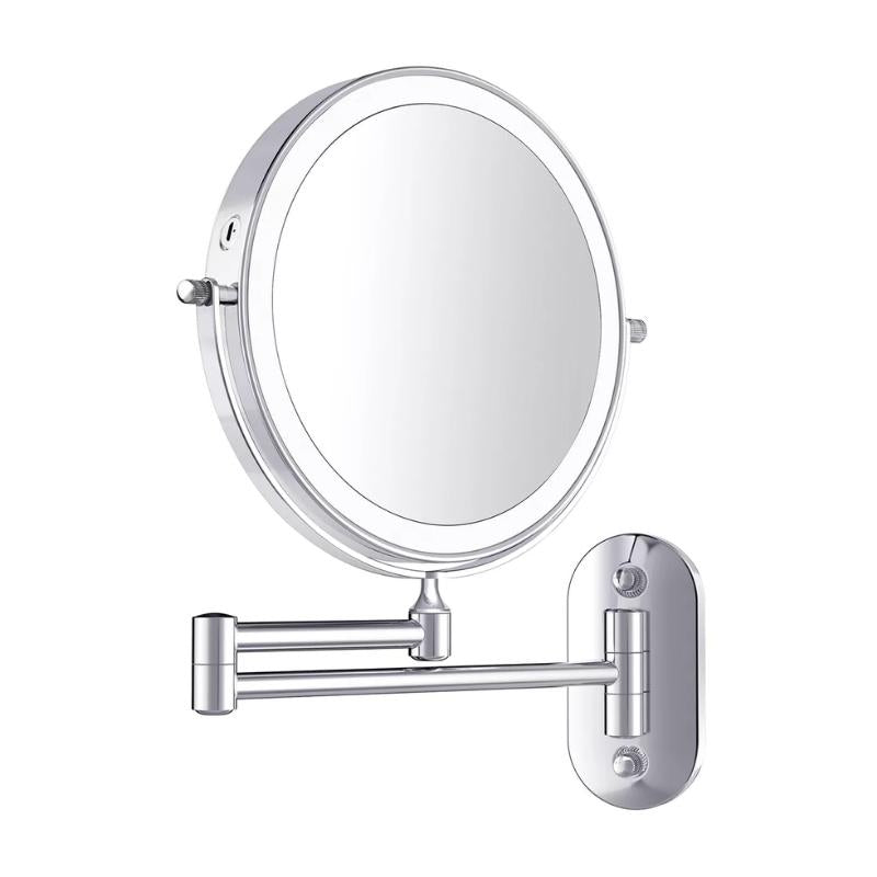 Radiant Magnifying LED Mirror with Rechargeable Lighting Silver NaLani