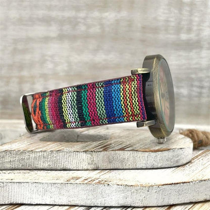 Rainbow Pattern Watch With Woven Band And Colorful Dial NALANI