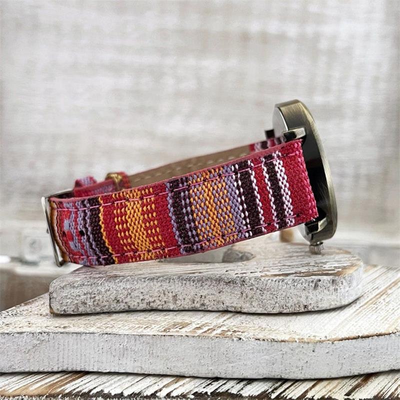 Rainbow Pattern Watch With Woven Band And Colorful Dial NALANI