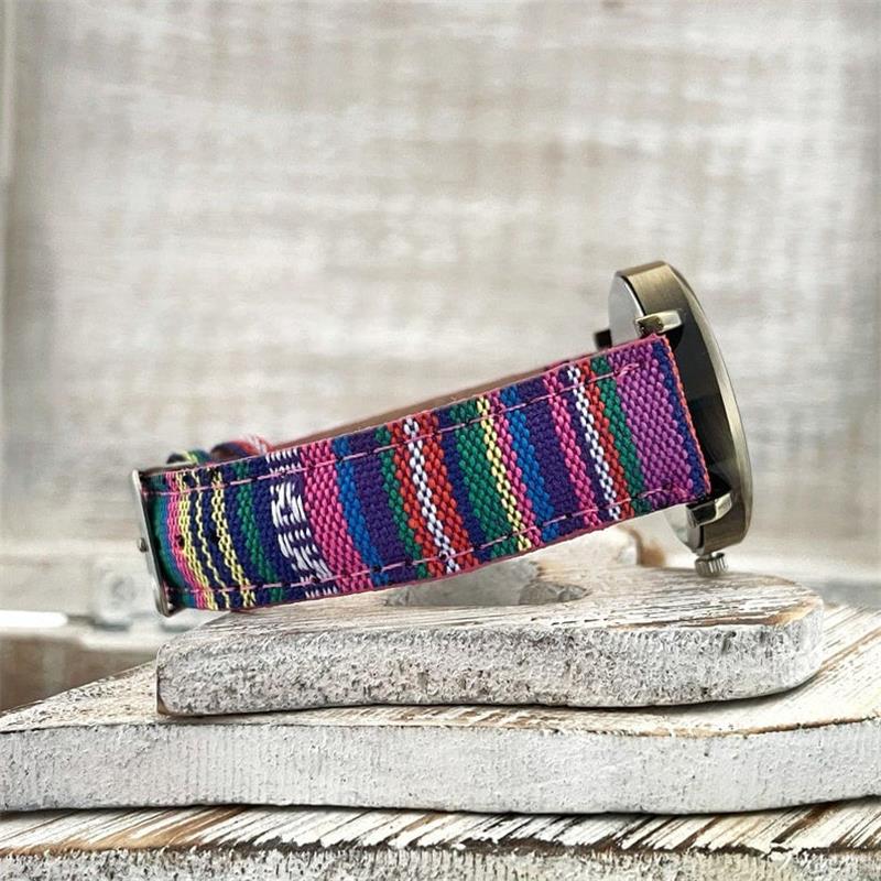 Rainbow Pattern Watch With Woven Band And Colorful Dial NALANI