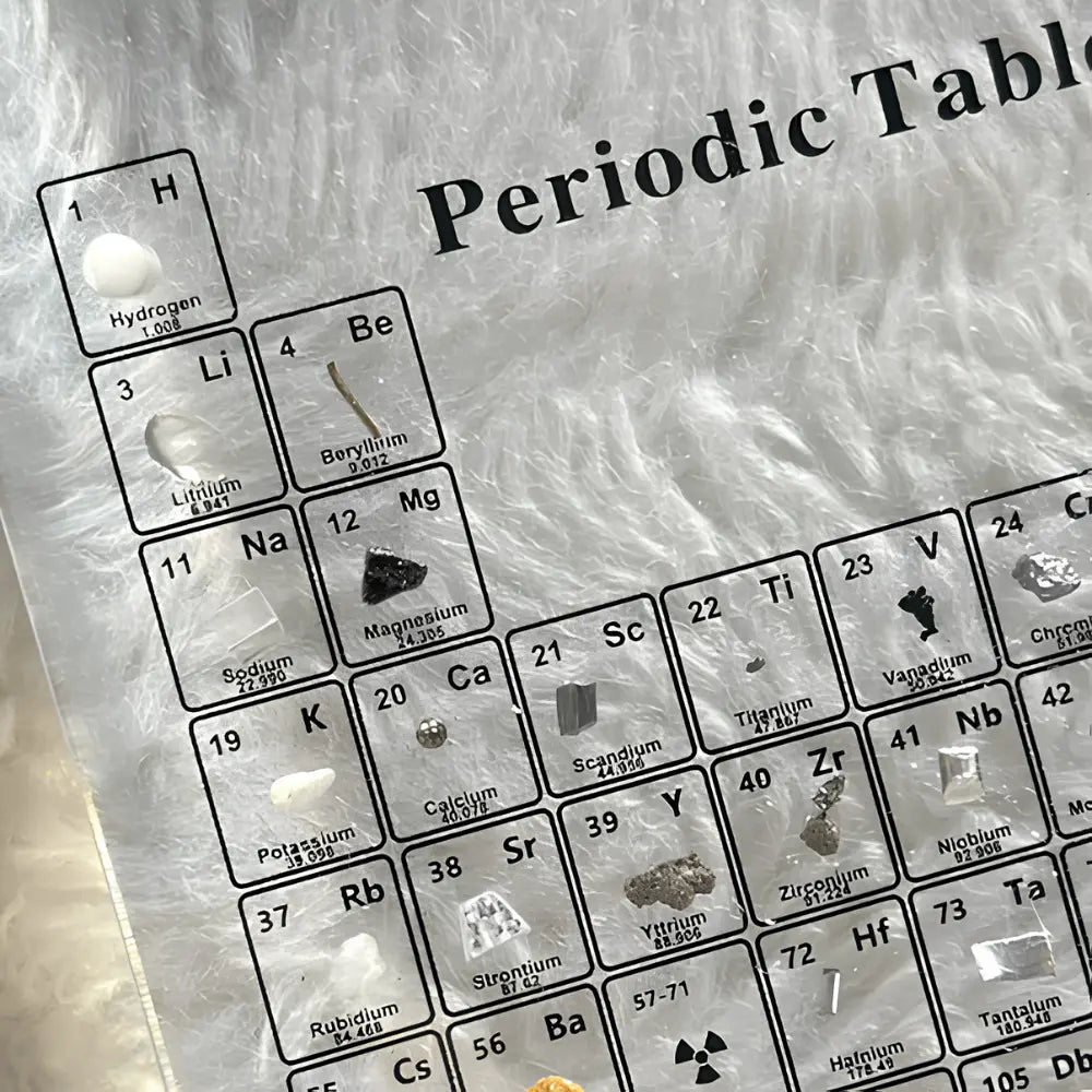Real Elements Periodic Table Display with 83 Embedded Elements NaLani