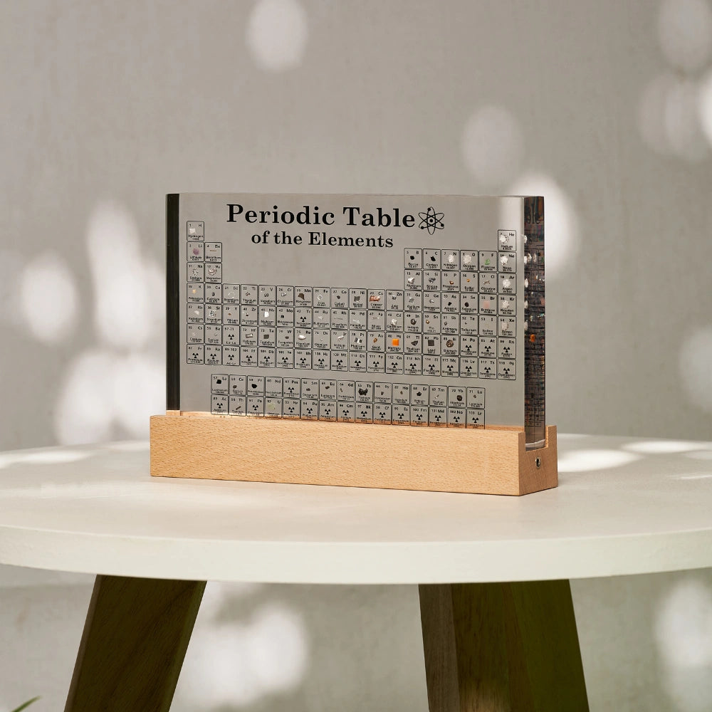 Real Elements Periodic Table Display with 83 Embedded Elements NaLani
