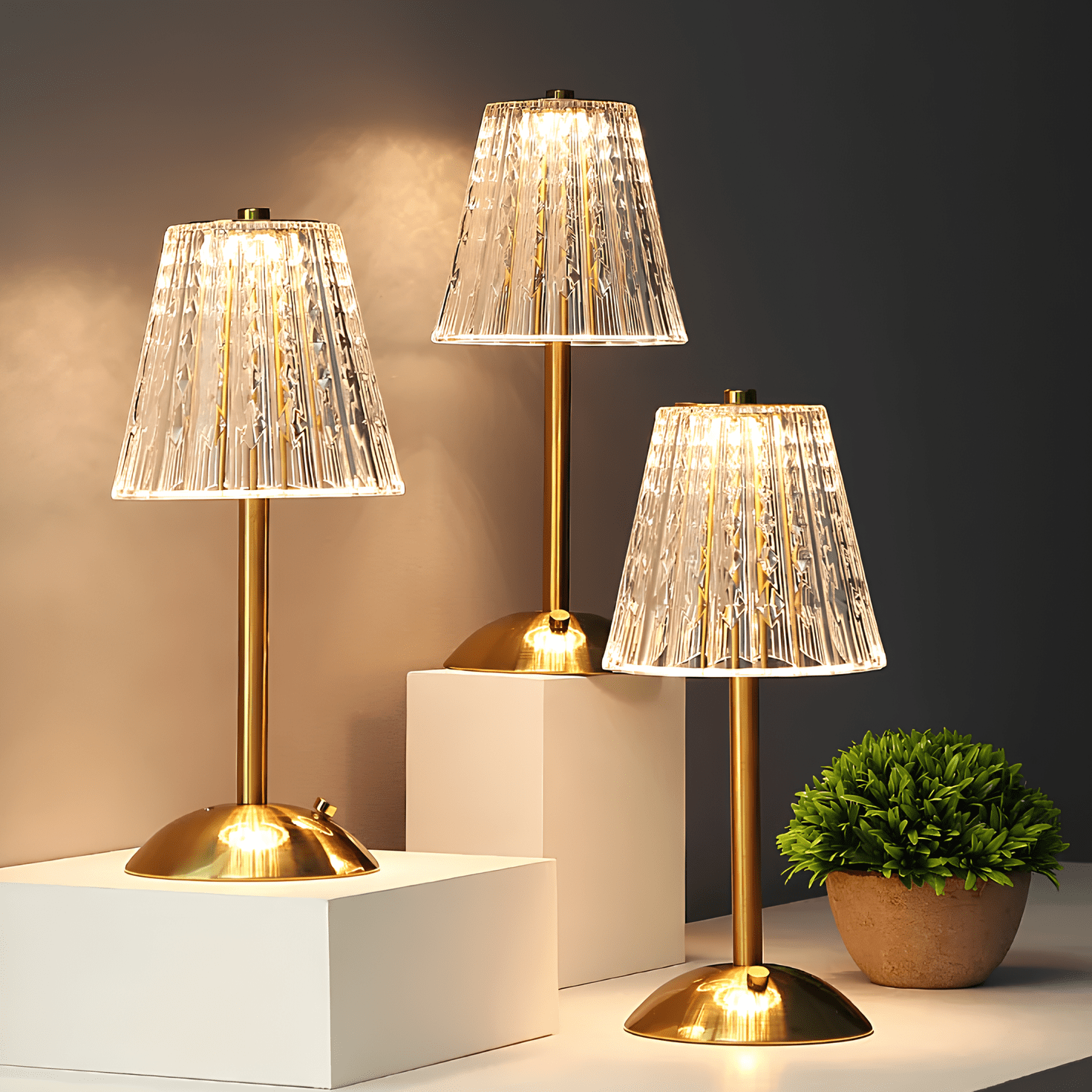 Rechargeable Crystal Table Lamp With Touch Dimming NALANI