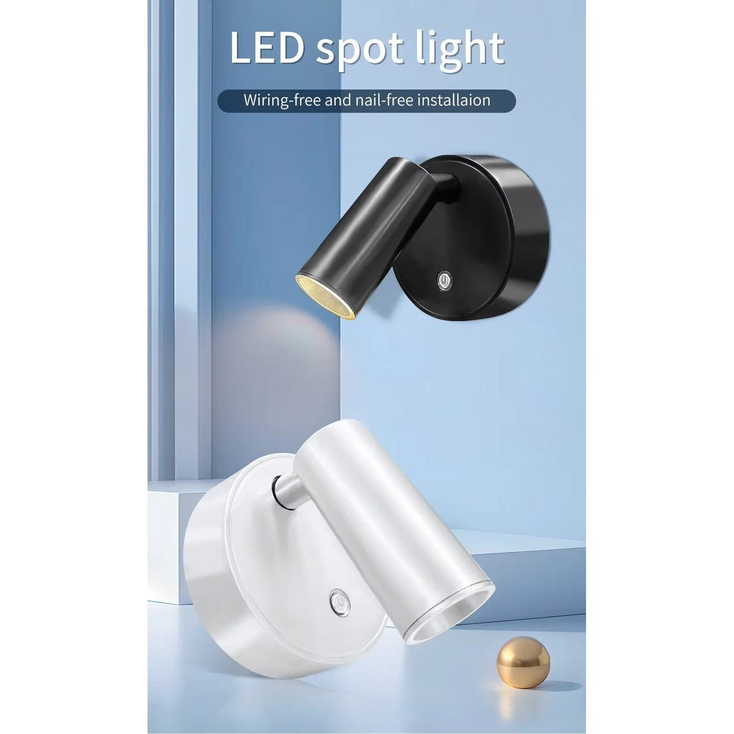 Rechargeable LED Wall Light Magnetic Mount Touch Rotation NALANI