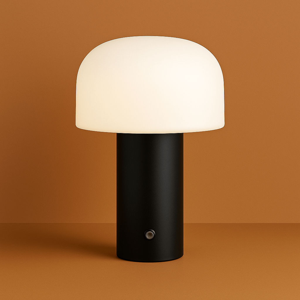 Rechargeable Mushroom LED Table Lamp With Ambient Glow Black NALANI