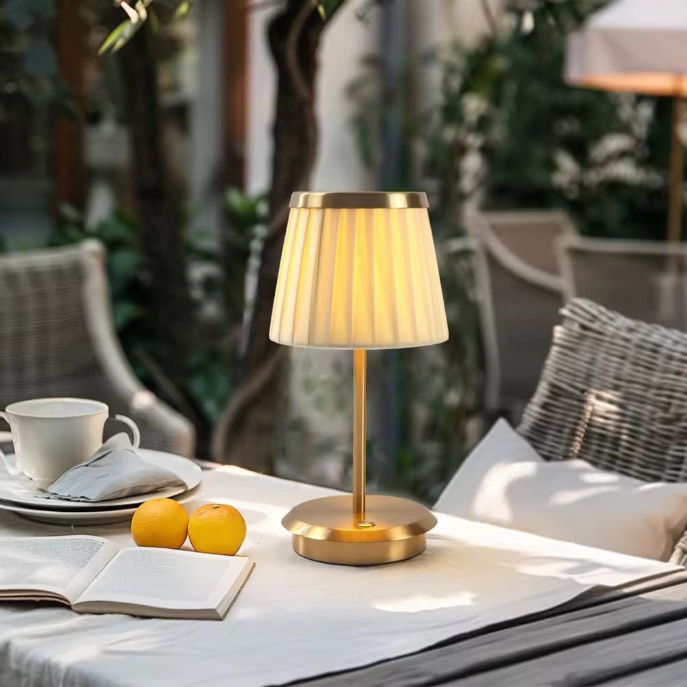 Rechargeable Pleated Shade Table Lamp With Ambient Lighting NALANI