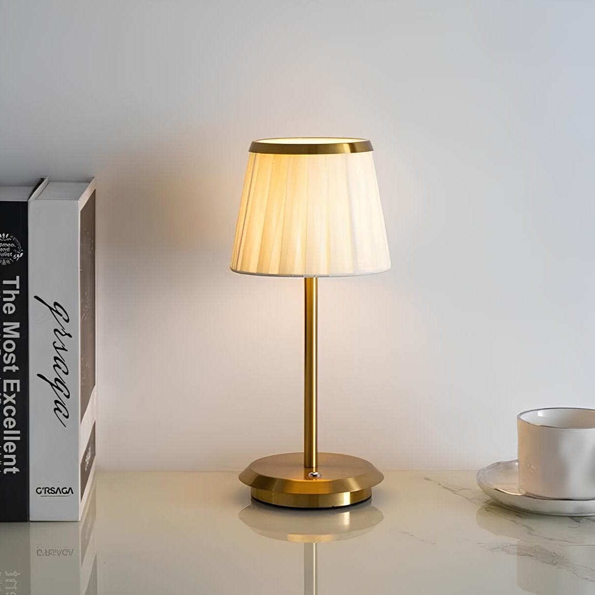Rechargeable Pleated Shade Table Lamp With Ambient Lighting NALANI