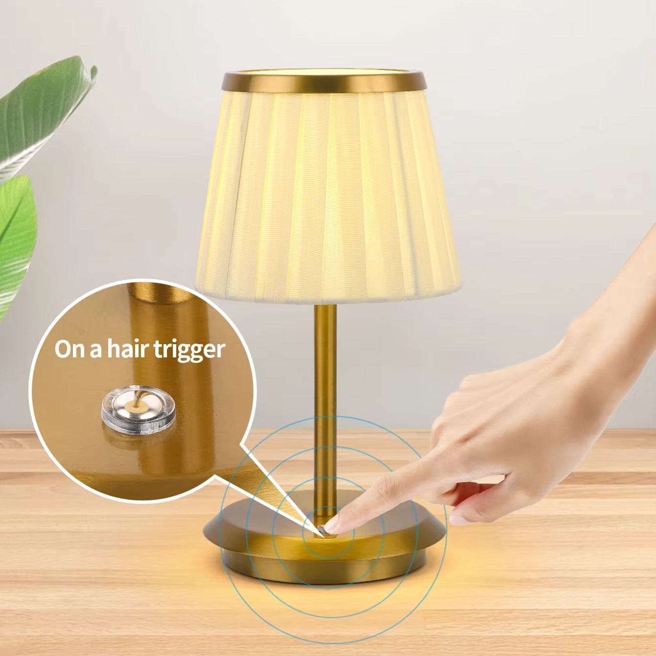 Rechargeable Pleated Shade Table Lamp With Ambient Lighting NALANI