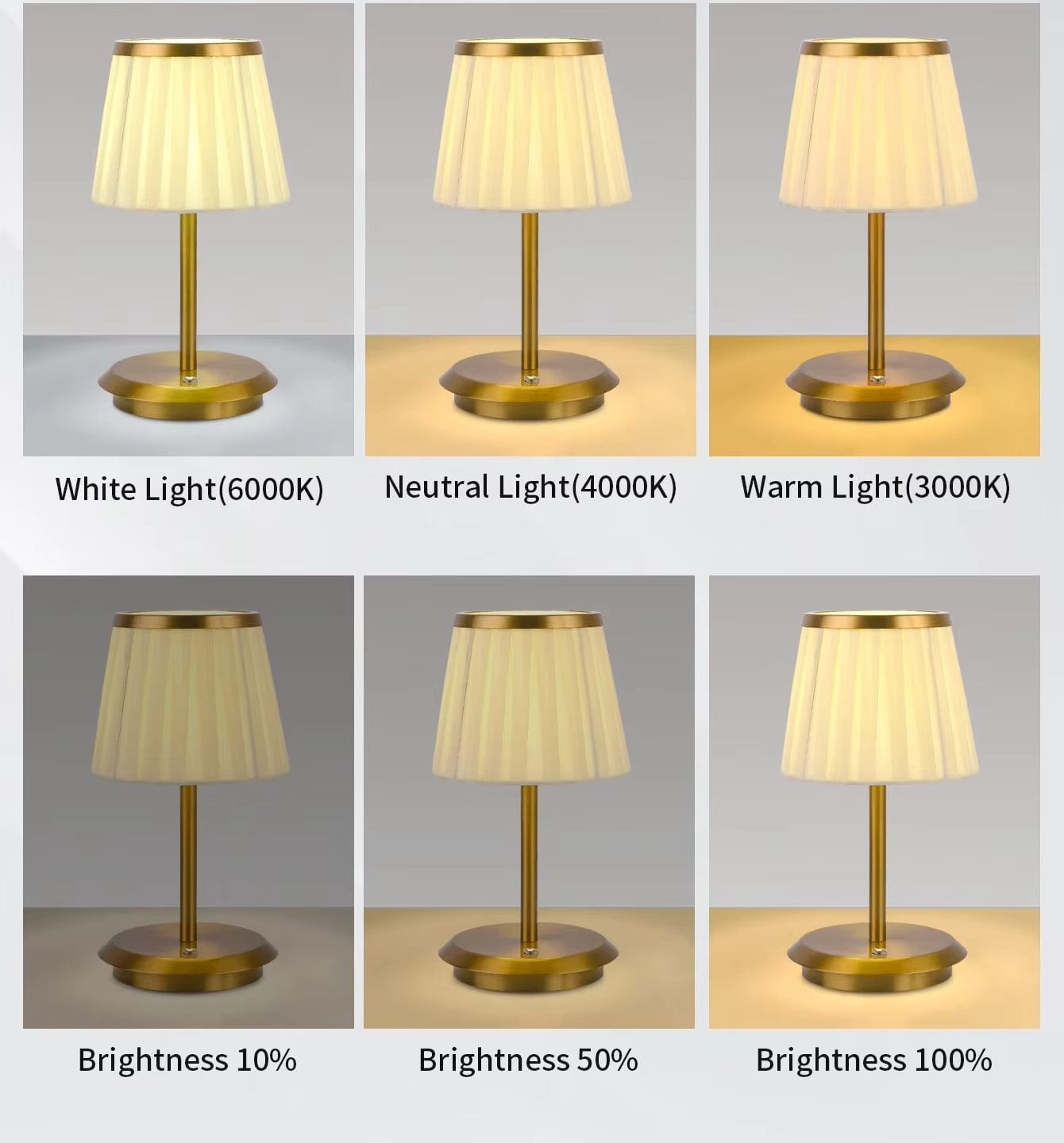 Rechargeable Pleated Shade Table Lamp With Ambient Lighting NALANI